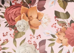 V969 Bomullsväv Blommor rosa (5 m)
