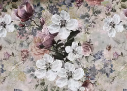 V963 Bomullsväv Gammeldags blommor (5 m)
