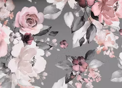 V961 Bomullsväv Blombukett grå (5 m)