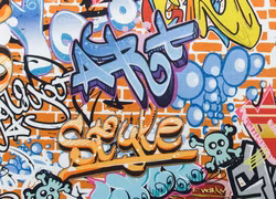 V1066 Bomullsväv Graffiti (5 m)
