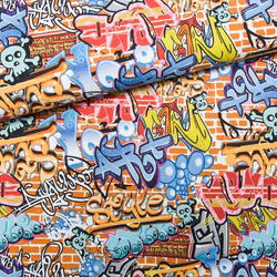 V1066 Bomullsväv Graffiti (5 m)