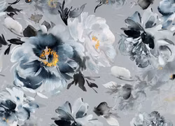 V1010 Bomullsväv Grå blommor (5 m)