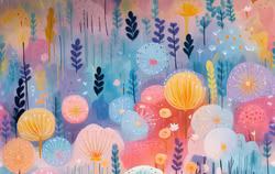 T6859 Trikå Färgglad natur (5 m)