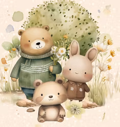 T6871 Joggingtyg Glada djur (40 x 50 cm) 5-pack