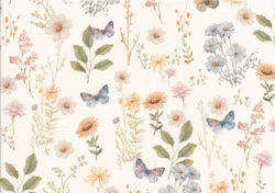 T6684 Joggingtyg Ängsblommor vit (5 m)