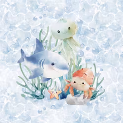 T6889 Joggingtyg Glada havsdjur (40 x 50 cm) 5-pack
