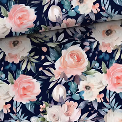 T6890 Joggingtyg Rosor mörkblå (5 m)