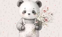 T6909 Joggingtyg Grå panda (40 x 50 cm) 5-pack