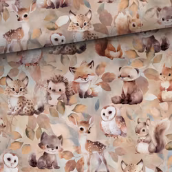 T6944 Trikå Skogskompisar beige (5 m)