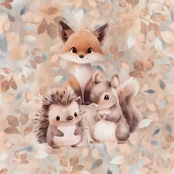 T6947 Joggingtyg Skogskompisar beige  (40 x 50 cm) 5-pack