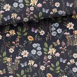 T6975 Joggingtyg Ängsblommor blå (5 m)