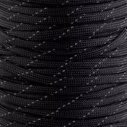 B469 Polyestersnodd med reflex 4 mm svart (25 m)