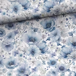 T7006 Joggingtyg Blå blomster  (5 m)