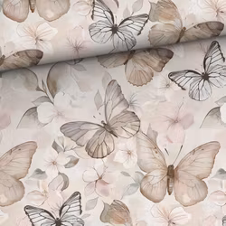 T7027 Joggingtyg Fjärilar i beiga toner (5 m)