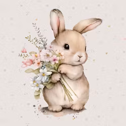 T7050 Joggingtyg Kanin med blomsterbukett (40 x 50 cm) 5-pack