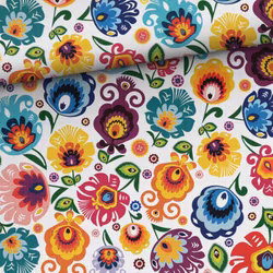V1226 Bambumuslin Färgglada blommor  (5 m)