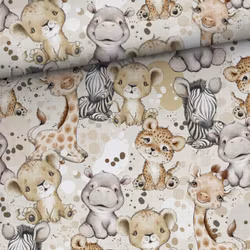 V1205 Bambumuslin Afrikanska djur med prickar (5 m)