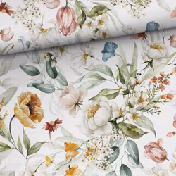 V1213 Bambumuslin Sommarblommor vit (5 m)