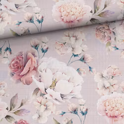 V1222 Bambumuslin Rosa blommor (5 m)