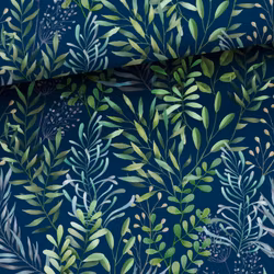 V1235 Bambuviscose Blad mörkblå (5 m)