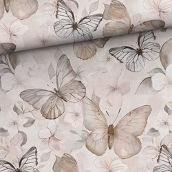V1266 Bambuviscose Fjärilar i beiga toner (5 m)