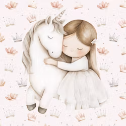 T7065 Joggingtyg Prinsessa med enhörning (40 x 50 cm) 5-pack