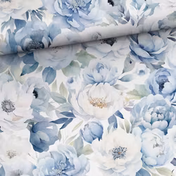 T7078 Trikå Blå blommor (5 m)