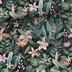 T7084 Trikå Blad och blommor (5 m)