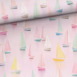 T7092 Trikå Segelbåtar i pastellfärger (5 m)