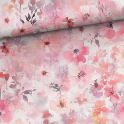 T7096 Trikå Rosa blomster (5 m)