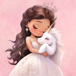 T7109 Joggingtyg Prinsessa med enhörning rosa (40 x 50 cm) 5-pack