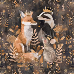T7123 Joggingtyg Skogsdjur i gyllene skog (40 x 50 cm) 5-pack