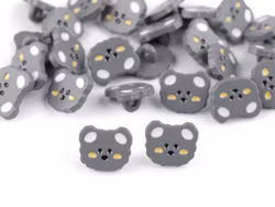 K1209 Knapp Teddybjörn grå (25 st)