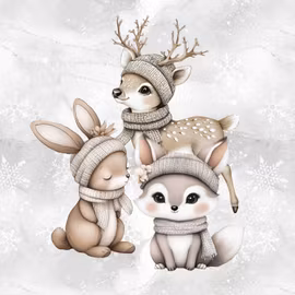 T7175 Joggingtyg Vintervänner i snön (40 x 50 cm) 5-pack