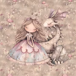 T7176 Joggingtyg Drakriket Prinsessan & Draken (40 x 50 cm) 5-pack