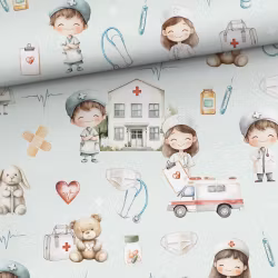 V1296 Bomullsväv Lilla Plåsterpatrullen (5 m)