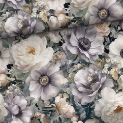 T7191 Joggingtyg Blomsterdröm i grått (5 m)