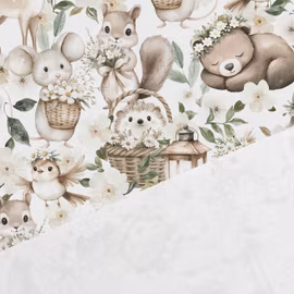 V1302 Bomullsväv Skogsdjur i Blomsterlunden (5 m)