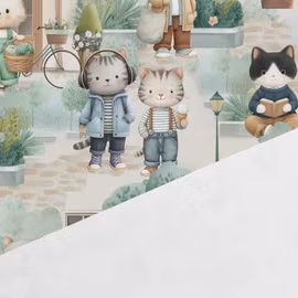 V1303 Bomullsväv Kattliv i gränden (5 m)