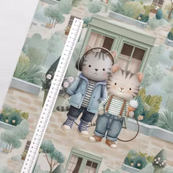 T7228 Joggingtyg Kattliv - Vänskap i gränden (40 x 50 cm) 5-pack