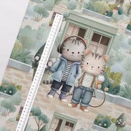 T7228 Joggingtyg Kattliv - Vänskap i gränden (40 x 50 cm) 5-pack