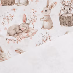 V1306 Bomullsväv Blomsterkaniner (5 m)