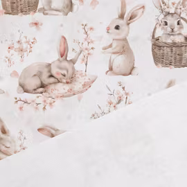 V1306 Bomullsväv Blomsterkaniner (5 m)