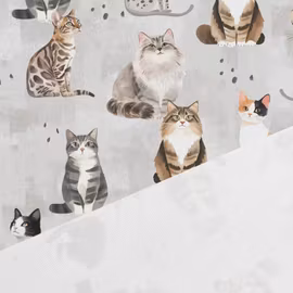 V1310 Bomullsväv Katter grå (5 m)