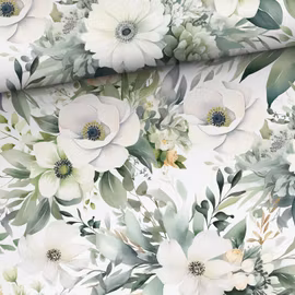 V1312 Bomullsväv Vit Anemon (5 m)