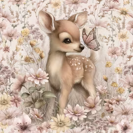 T7254 Joggingtyg Våräng med rådjurskid (40 x 50 cm) 5-pack