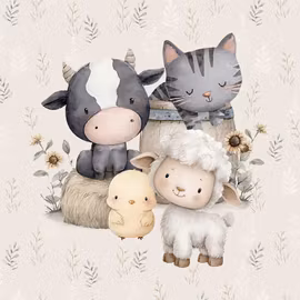 T7268 Joggingtyg Gårdsmys (40 x 50 cm) 5-pack