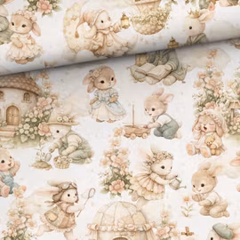 V1318 Bomullsväv Kaninparadis (5 m)