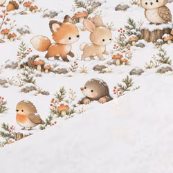 V1337 Bomullväv Skogens första snö (5 m)