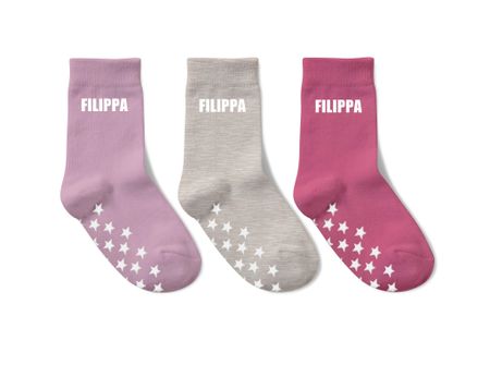 Namnstrumpor - Rosa / Beige / Rosa